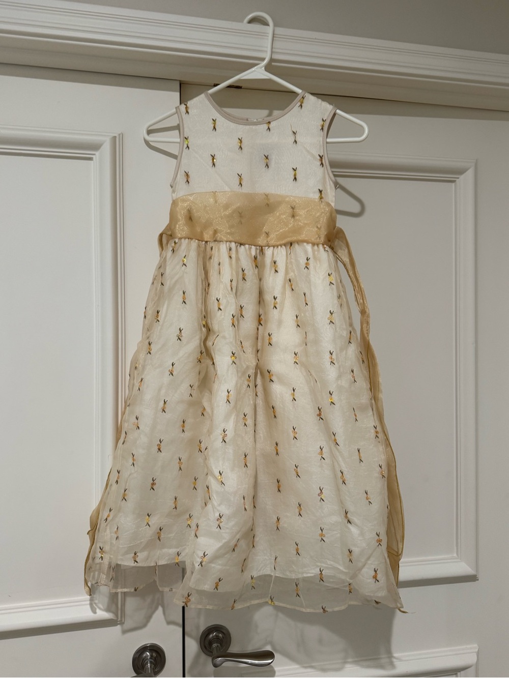Ivory and Gold Girls' Party Dress
